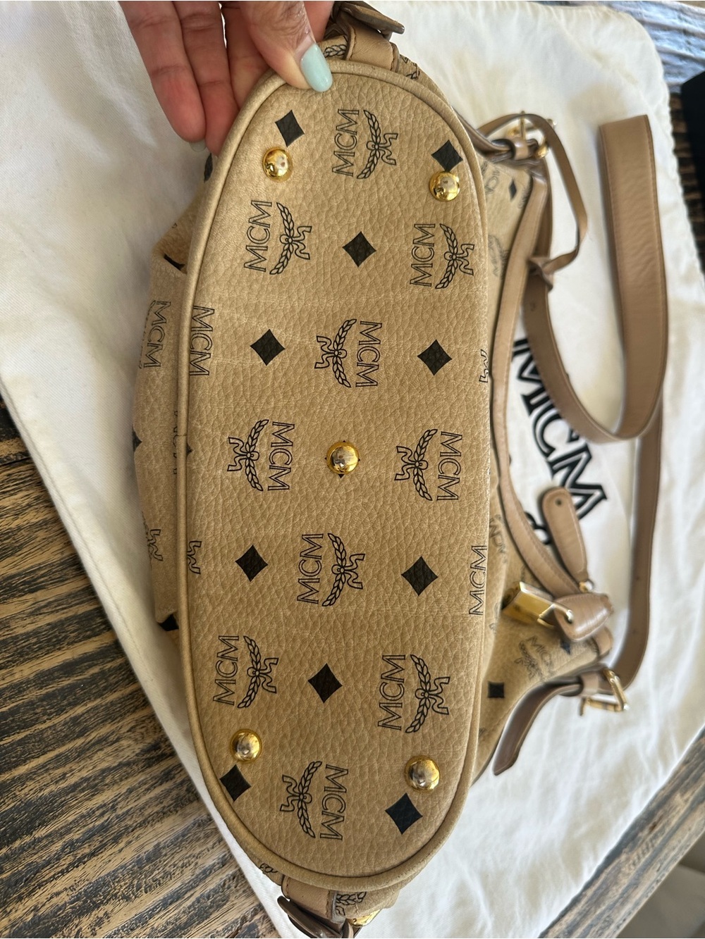 MCM Visetos Signature Beige HOBO Bag - Picture 7 of 15